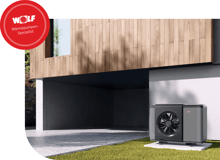 Eine Wärmepumpe vor einem modernen Haus